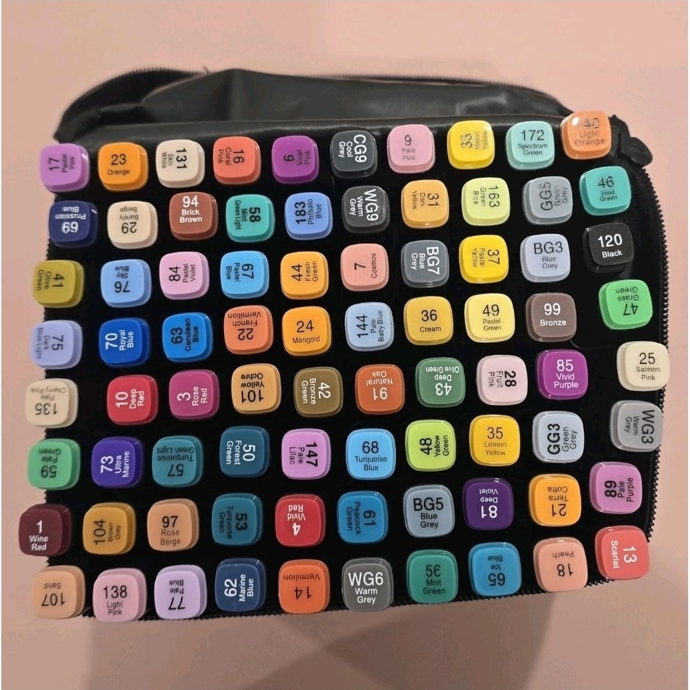 Touch Dual Tip Alcohol Markers Set 80pcs Multicolor with Carrying Case